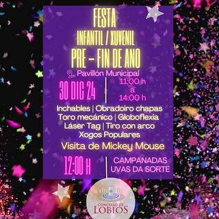 Fechas, información, programa, cartel, imágenes, mapa y ubicación de Festa Pre-Noite Vella Infantil e Xuvenil   en  Lobios