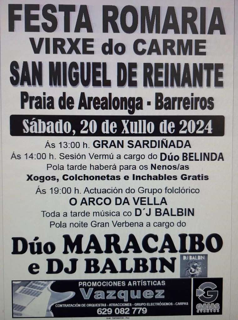 Festa Romería da Virxe do Carme de San Miguel de Reinante en Barreiros