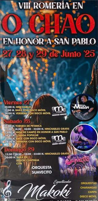 Fechas, información, programa, cartel, imágenes, mapa y ubicación de Festa Romería de O Chao  en  O Barco de Valdeorras