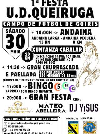 Fechas, información, programa, cartel, imágenes, mapa y ubicación de I Festa U.D. Queiruga (2026)  en  O Porto do Son