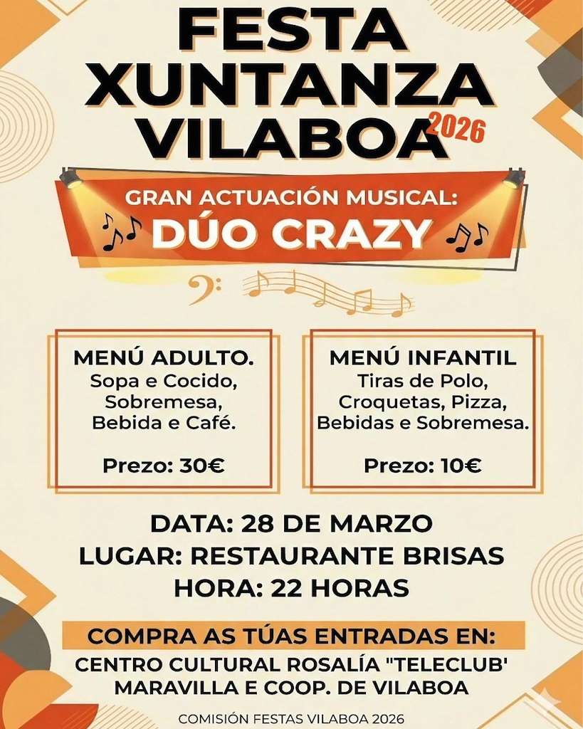 Festa Xuntanza da Comisión de Festas de Vilaboa  (2026) en Valdoviño
