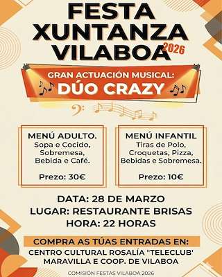 Fechas, información, programa, cartel, imágenes, mapa y ubicación de Festa Xuntanza da Comisión de Festas de Vilaboa  (2026)  en  Valdoviño