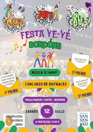 Fechas, información, programa, cartel, imágenes, mapa y ubicación de Festa Ye-Yé de Bordóns  en  Sanxenxo