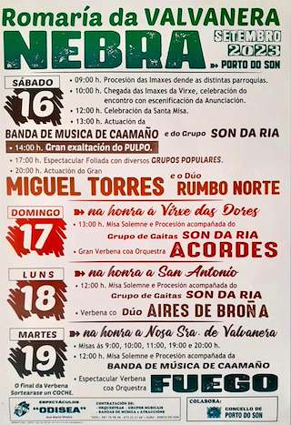 Festas da Valvanera de Nebra en Porto do Son