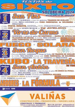 Festas do Sixto - San Félix, Virxe do Carme, San Roque e San Antón (2026) en Vilagarcía de Arousa