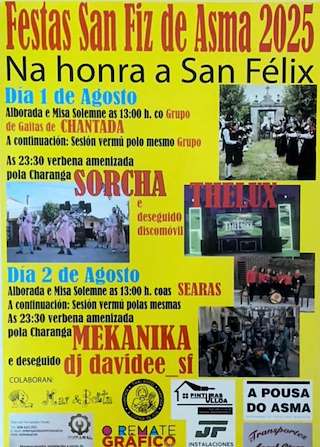 Festas San Fiz de Asma (2026) en Chantada