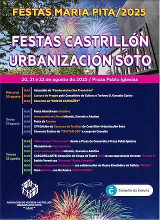 Fechas, información, programa, cartel, imágenes, mapa y ubicación de Festas Castrillón - Urbanización Soto  en  A Coruña
