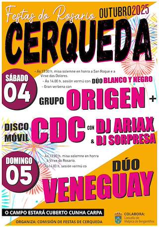 Fechas, información, programa, cartel, imágenes, mapa y ubicación de Festas Cerqueda (2025)  en  Malpica de Bergantiños