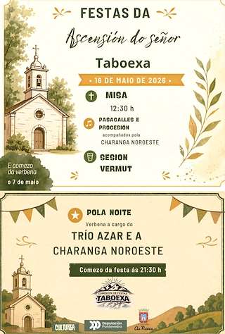 Fechas, información, programa, cartel, imágenes, mapa y ubicación de Festas da Ascensión do Señor de Taboexa (2026)  en  As Neves