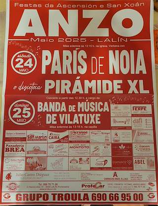 Fechas, información, programa, cartel, imágenes, mapa y ubicación de Festas da Ascensión e San Xoán de Anzo  en  Lalín
