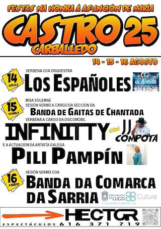 Fechas, información, programa, cartel, imágenes, mapa y ubicación de Festas da Asunción de Castro  en  Carballedo