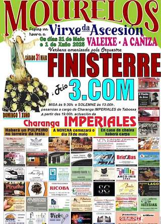 Fechas, información, programa, cartel, imágenes, mapa y ubicación de Festas da Virxe da Ascensión de Mourelos  en  A Caniza