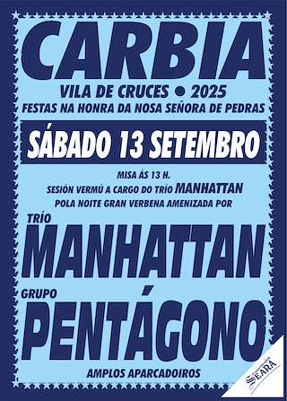 Fechas, información, programa, cartel, imágenes, mapa y ubicación de Festas das Pedras de Carbia   en  Vila de Cruces