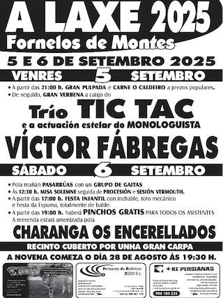 Fechas, información, programa, cartel, imágenes, mapa y ubicación de Festas de A Laxe  en  Fornelos de Montes