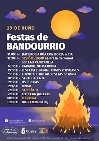 Fechas, información, programa, cartel, imágenes, mapa y ubicación de Festas de Bandourrio  en  Ribeira