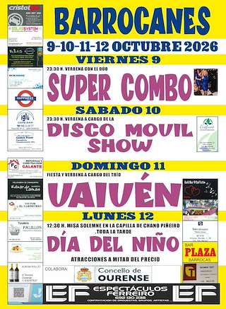 Fechas, información, programa, cartel, imágenes, mapa y ubicación de Festas de Barrocanes (2026)  en  Ourense