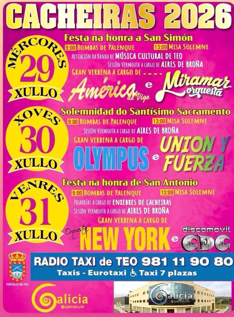 Festas de Cacheiras (2026) en Teo