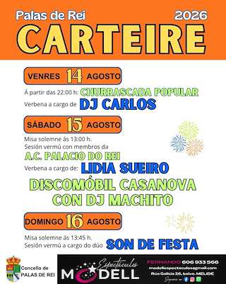 Fechas, información, programa, cartel, imágenes, mapa y ubicación de Festas de Carteire (2026)  en  Palas de Rei