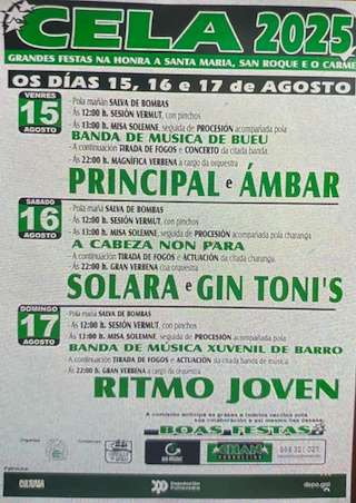 Fechas, información, programa, cartel, imágenes, mapa y ubicación de Festas de Cela  en  Bueu