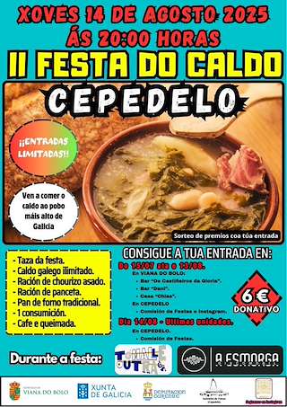 Fechas, información, programa, cartel, imágenes, mapa y ubicación de Festas de Cepedelo - II Festa do Caldo  en  Viana do Bolo