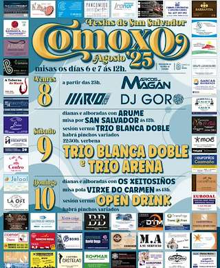 Fechas, información, programa, cartel, imágenes, mapa y ubicación de Festas de Comoxo  en  Boiro