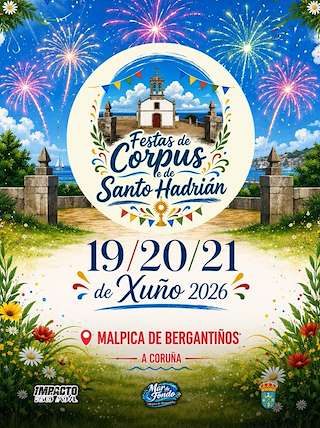 Fechas, información, programa, cartel, imágenes, mapa y ubicación de Festas de Corpus e de Santo Hadrián (2026)  en  Malpica de Bergantiños