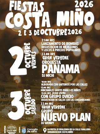 Fechas, información, programa, cartel, imágenes, mapa y ubicación de Festas de Costa Miño (2026)