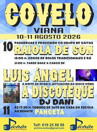 Fechas, información, programa, cartel, imágenes, mapa y ubicación de Festas de Covelo (2026)  en  Viana do Bolo