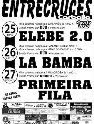 Fechas, información, programa, cartel, imágenes, mapa y ubicación de Festas de Entrecruces  en  Carballo