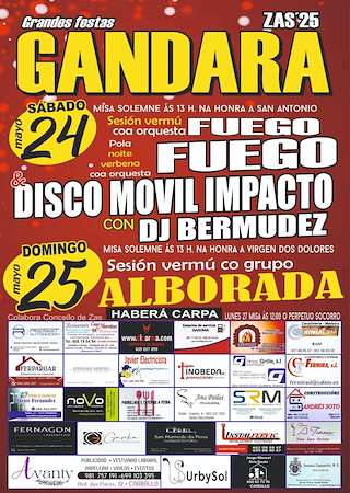 Fechas, información, programa, cartel, imágenes, mapa y ubicación de Festas de Gándara  en  Zas