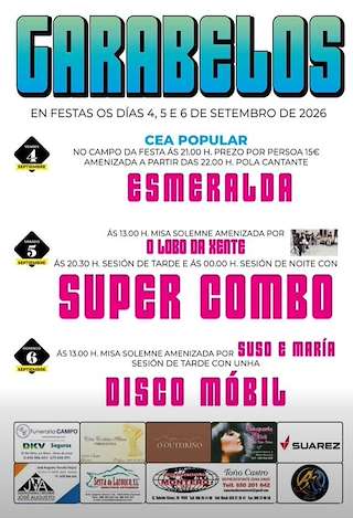 Fechas, información, programa, cartel, imágenes, mapa y ubicación de Festas de Garabelos (2026) en Baltar