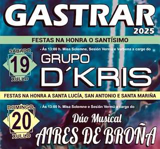 Fechas, información, programa, cartel, imágenes, mapa y ubicación de Festas de Gastrar  en  Boqueixón