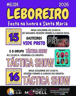 Fechas, información, programa, cartel, imágenes, mapa y ubicación de Festas de Leboreiro (2026) en Melide