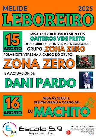 Fechas, información, programa, cartel, imágenes, mapa y ubicación de Festas de Leboreiro  en  Melide