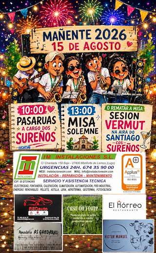 Fechas, información, programa, cartel, imágenes, mapa y ubicación de Festas de Mañente (2026) en Pantón