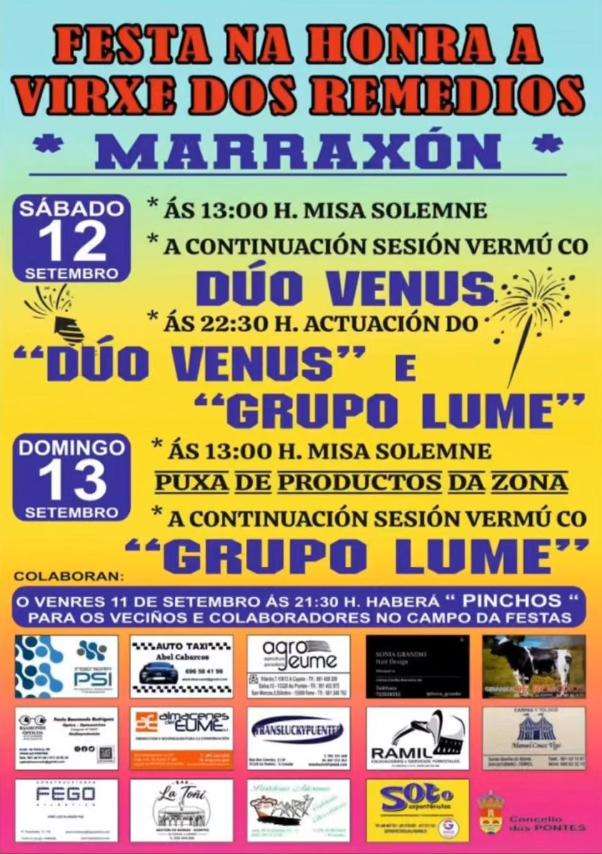 Festas de Marraxón - Virxe dos Remedios (2026) en As Pontes de García Rodríguez