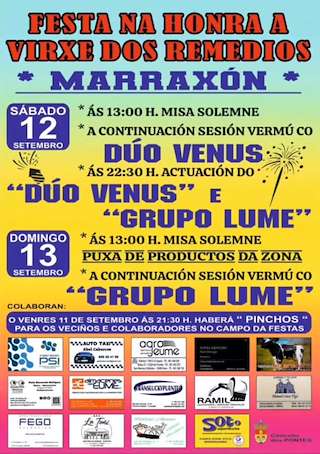 Fechas, información, programa, cartel, imágenes, mapa y ubicación de Festas de Marraxón - Virxe dos Remedios (2026)  en  As Pontes de García Rodríguez