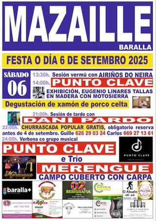 Fechas, información, programa, cartel, imágenes, mapa y ubicación de Festas de Mazaílle  en  Baralla