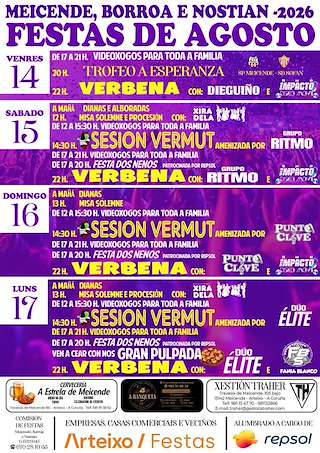 Fechas, información, programa, cartel, imágenes, mapa y ubicación de Festas de Meicende, Borroa e Nostián (2026) en Arteixo