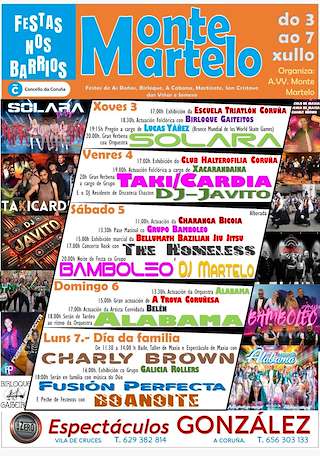 Fechas, información, programa, cartel, imágenes, mapa y ubicación de Festas de Monte Martelo  en  A Coruña