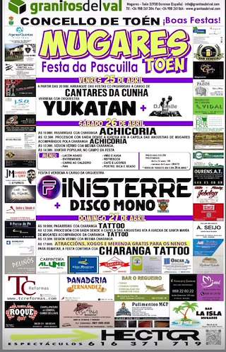 Fechas, información, programa, cartel, imágenes, mapa y ubicación de Festas de Mugares - Festa da Pascuilla  en  Toén