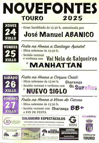 Fechas, información, programa, cartel, imágenes, mapa y ubicación de Festas de Novefontes  en  Touro