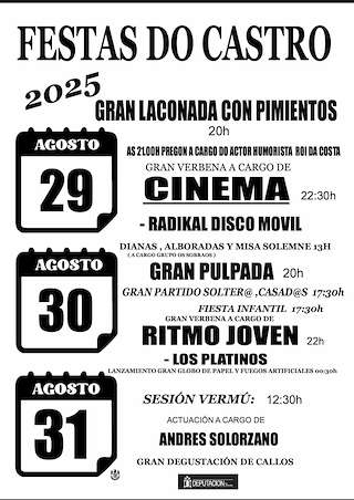 Fechas, información, programa, cartel, imágenes, mapa y ubicación de Festas de O Castro  en  Sada