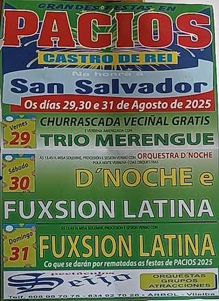 Fechas, información, programa, cartel, imágenes, mapa y ubicación de Festas de Pacios  en  Castro de Rei