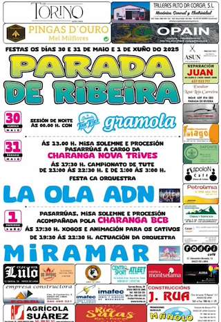 Fechas, información, programa, cartel, imágenes, mapa y ubicación de Festas de Parada de Ribeira  en  Xinzo de Limia