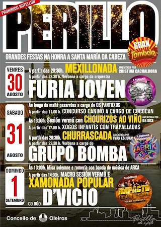 Fechas, información, programa, cartel, imágenes, mapa y ubicación de Festas de Perillo  en  Oleiros