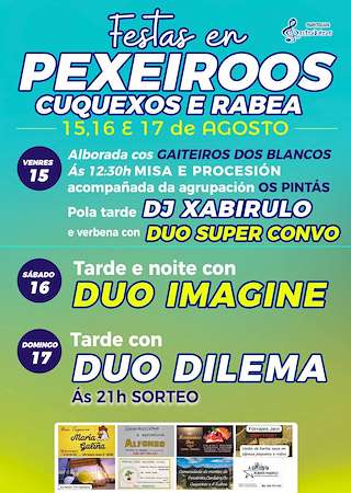 Fechas, información, programa, cartel, imágenes, mapa y ubicación de Festas de Pexeiroos  en  Os Blancos