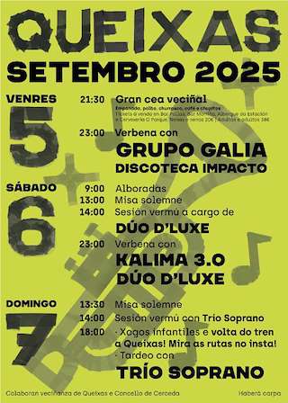 Fechas, información, programa, cartel, imágenes, mapa y ubicación de Festas de Queixas  en  Cerceda