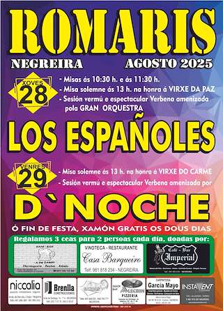 Fechas, información, programa, cartel, imágenes, mapa y ubicación de Festas de Romaris  en  Negreira