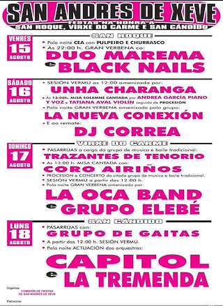 Fechas, información, programa, cartel, imágenes, mapa y ubicación de Festas de San Andrés de Xeve  en  Pontevedra